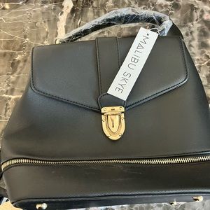 NEW Malibu Sky vegan leather black convertible backpack / tote